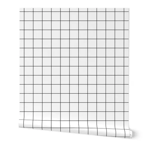 black and white windowpane grid 2" square check graph paper Wallpaper